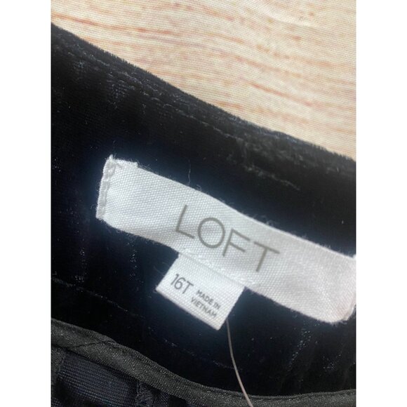 NWT Loft Women's Black Velvet The Peyton Trouser Casual Pants - 16 Tall - Picture 13 of 16